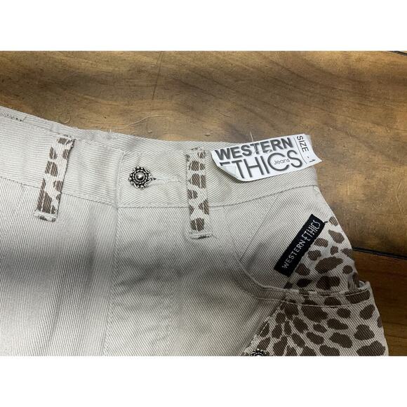 VTG Western Ethics Denim Jeans Size 1 Beige Leopard Bareback NWT - Picture 7 of 15